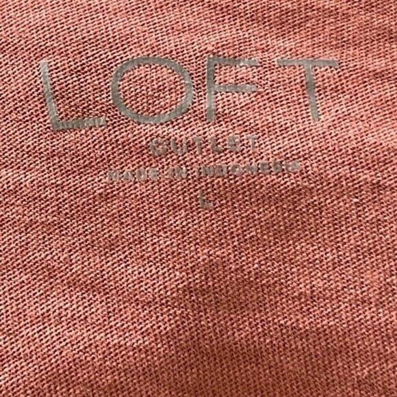 LOFT · Large · Mauve & Rose-Gold Metallic Striped Long Sleeve Shirt · Cotton - Picture 6 of 6